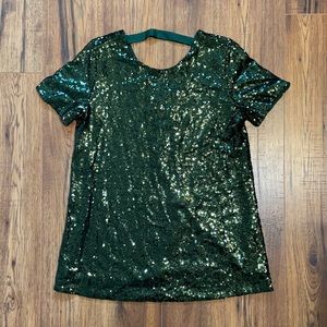 Vanilla Bay Helen's Sequins Cut out Top in Green